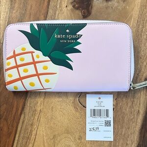 Kate Spade Pink Pineapple Continental Large Wallet NWT